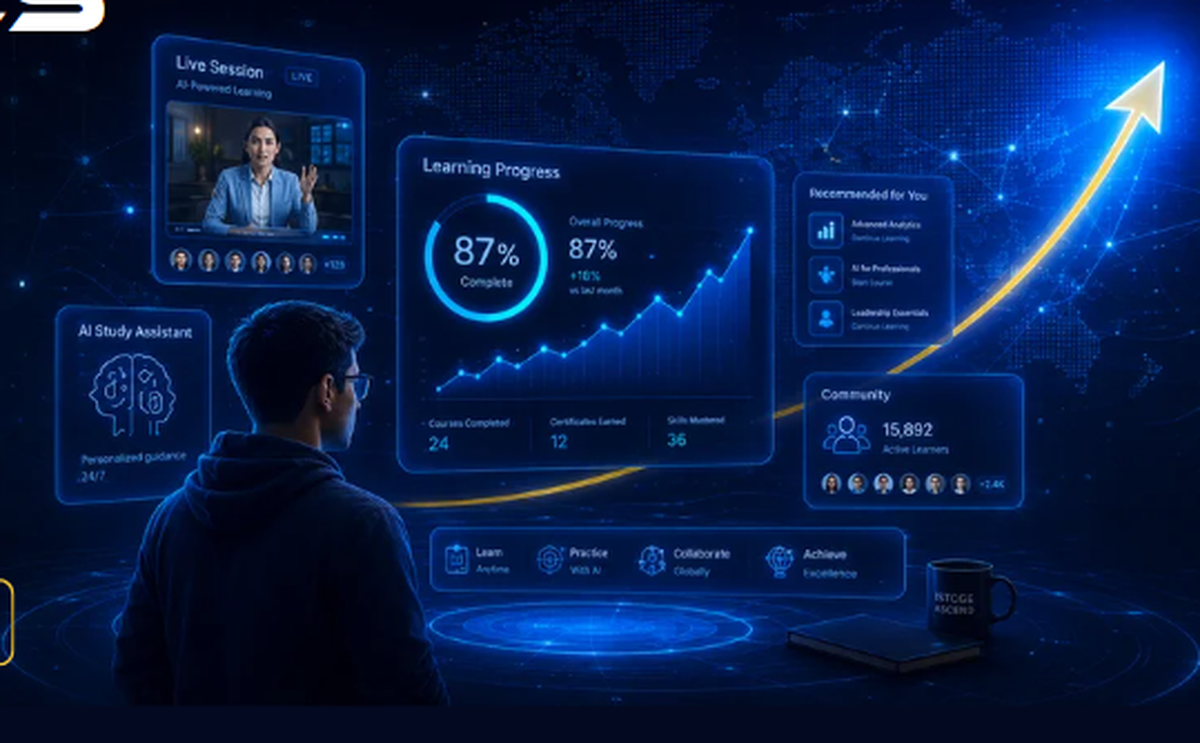 Estudiante en plataforma futurista ISTCGE ASCEND